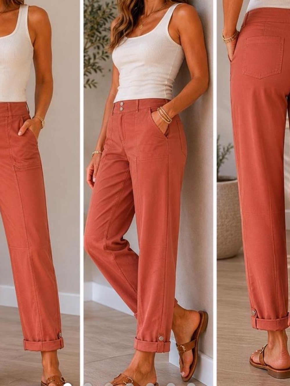 NWT ✨ White House black market mid-rise Pret A Pedi Crop Orange Straight-Leg 2L